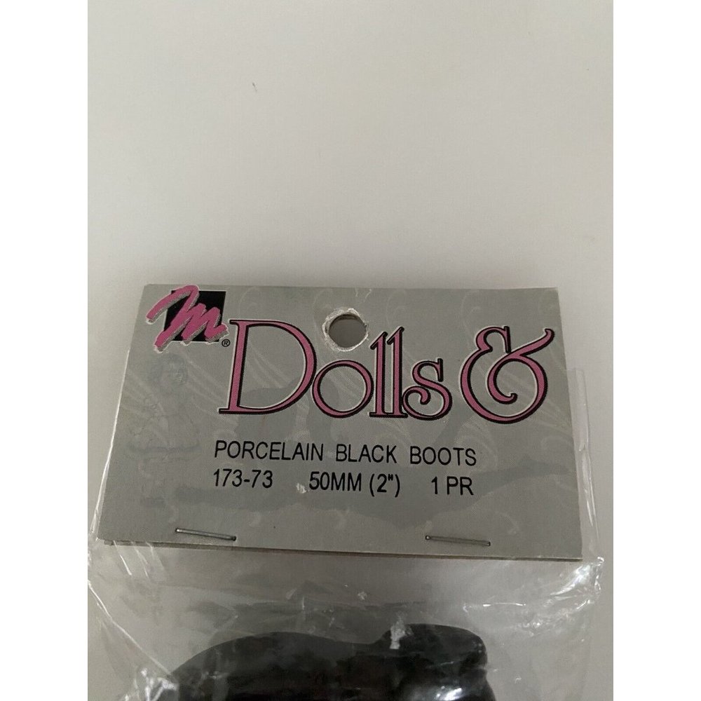 Vintage 2 In Black Porcelain Doll Boots by Dolls & Supplies in Original Bag - Picture 7 of 13